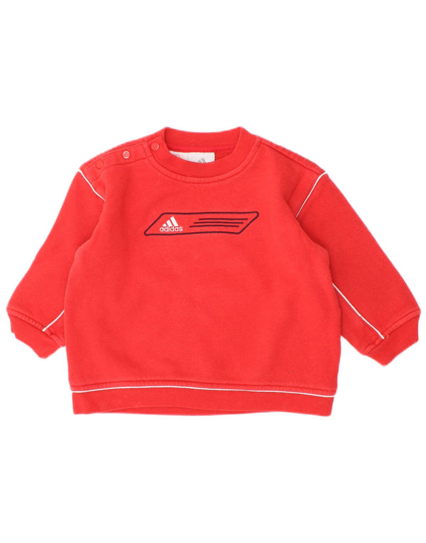 Adidas Baby-Jungen-Sweatshirt mit grafischem Knopfkragen, 9–12 Monate, Rot