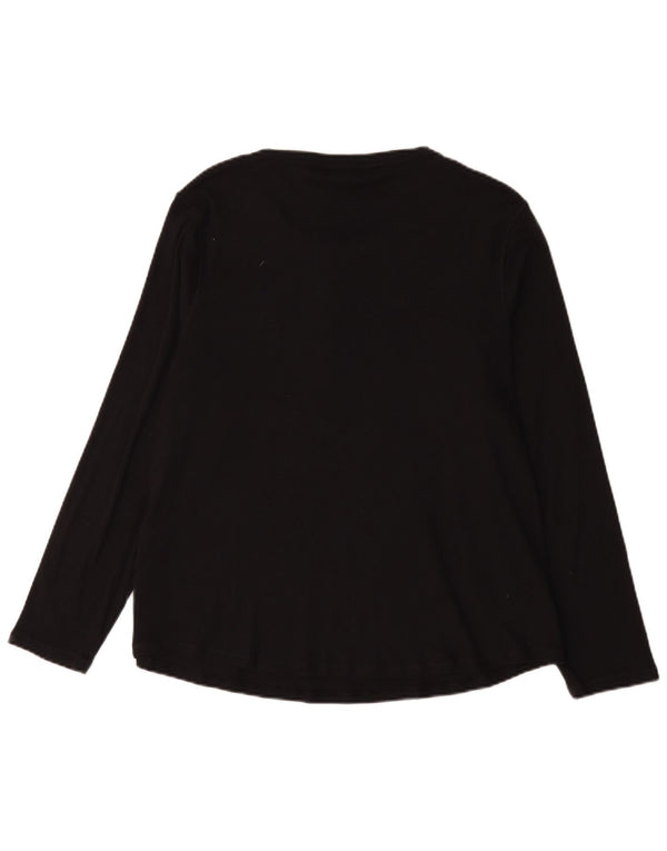 Marks & Spencer Damen Top Langarm UK 22 3XL Schwarz Baumwolle