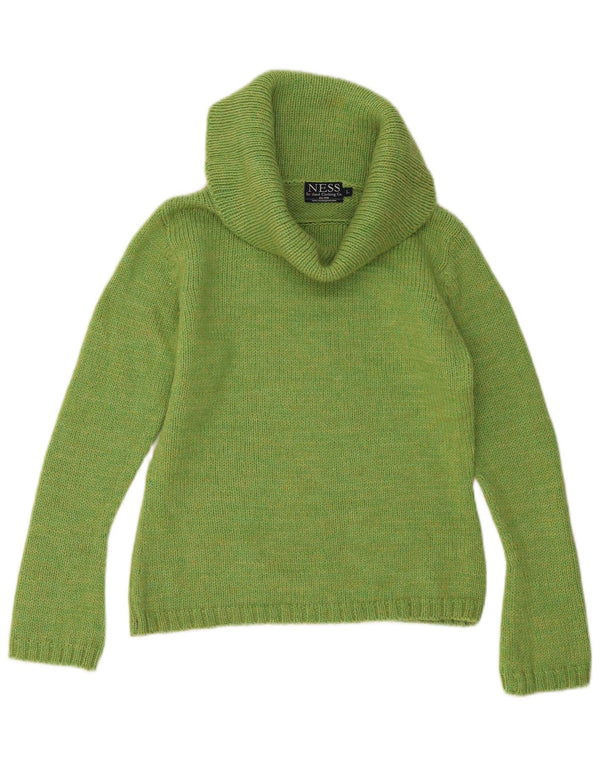 Ness Rollkragenpullover für Damen, UK 14, Größe L, grüne Wolle