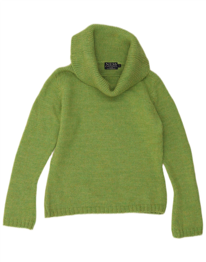 Ness Rollkragenpullover für Damen, UK 14, Größe L, grüne Wolle