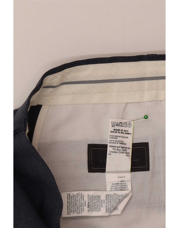 Marks & Spencer Herren-Anzughose mit normaler Passform, W32 L33, marineblaues Polyester