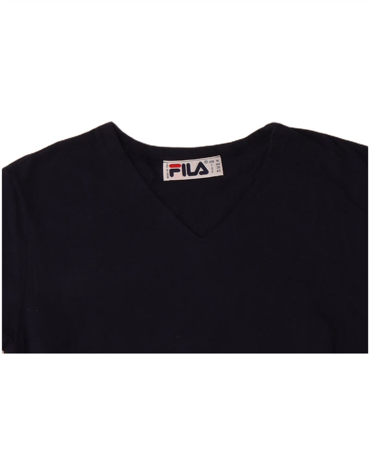 FILA Damen T-Shirt Top IT 44 Medium Marineblau Baumwolle