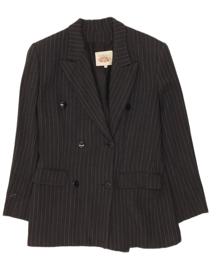 Andrea's Zweireihiger Damen-Blazer IT 44 Mittelschwarzer Nadelstreifen