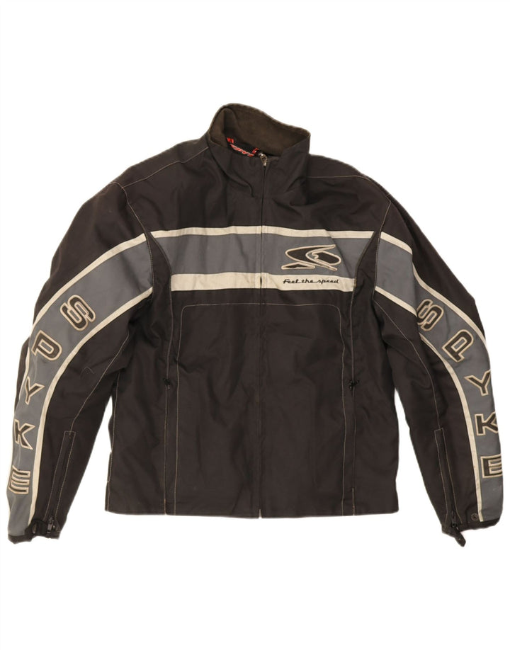 Spyke Mens Graphic Racer Jacket UK 38 Medium Black Colourblock Polyester