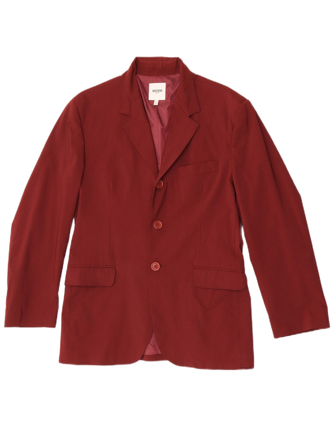 Moschino Herren-Blazer mit 3 Knöpfen, Gr. 36, klein, kastanienbraune Viskose