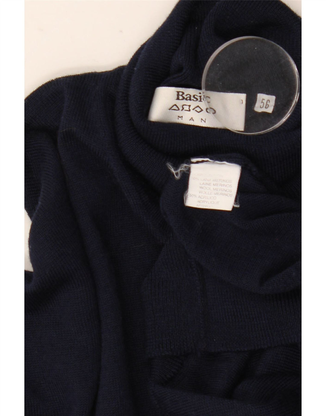 Basic Rollkragenpullover für Herren IT 56 XL Marineblaue Wolle