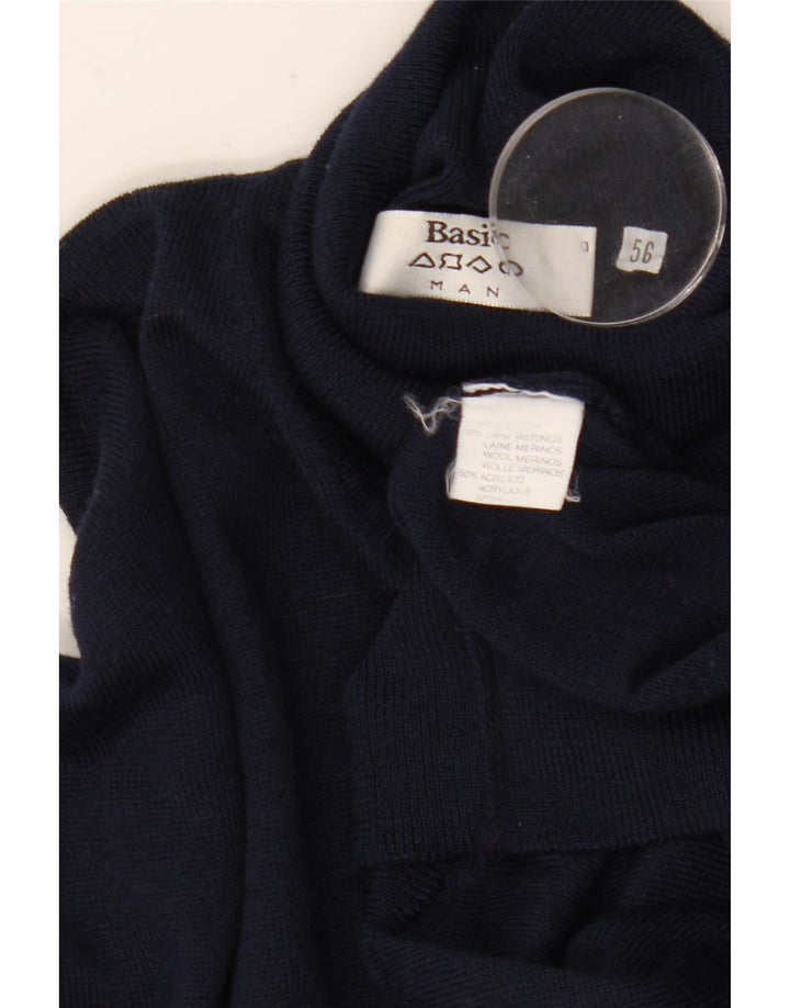 Basic Rollkragenpullover für Herren IT 56 XL Marineblaue Wolle