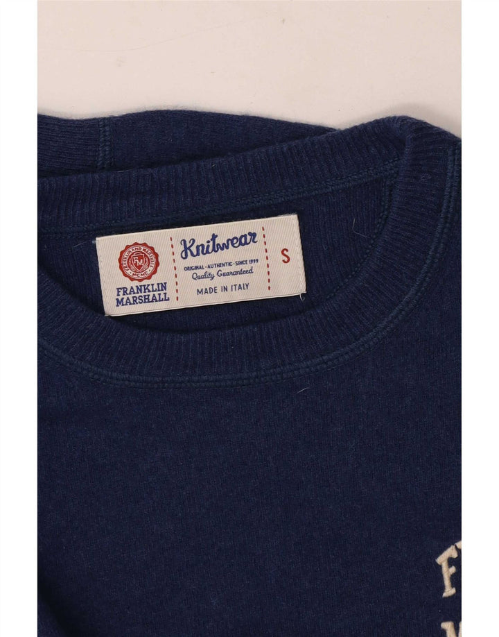 Franklin Marshall Herren-Pullover mit grafischem Rundhalsausschnitt, Größe S, Marineblau