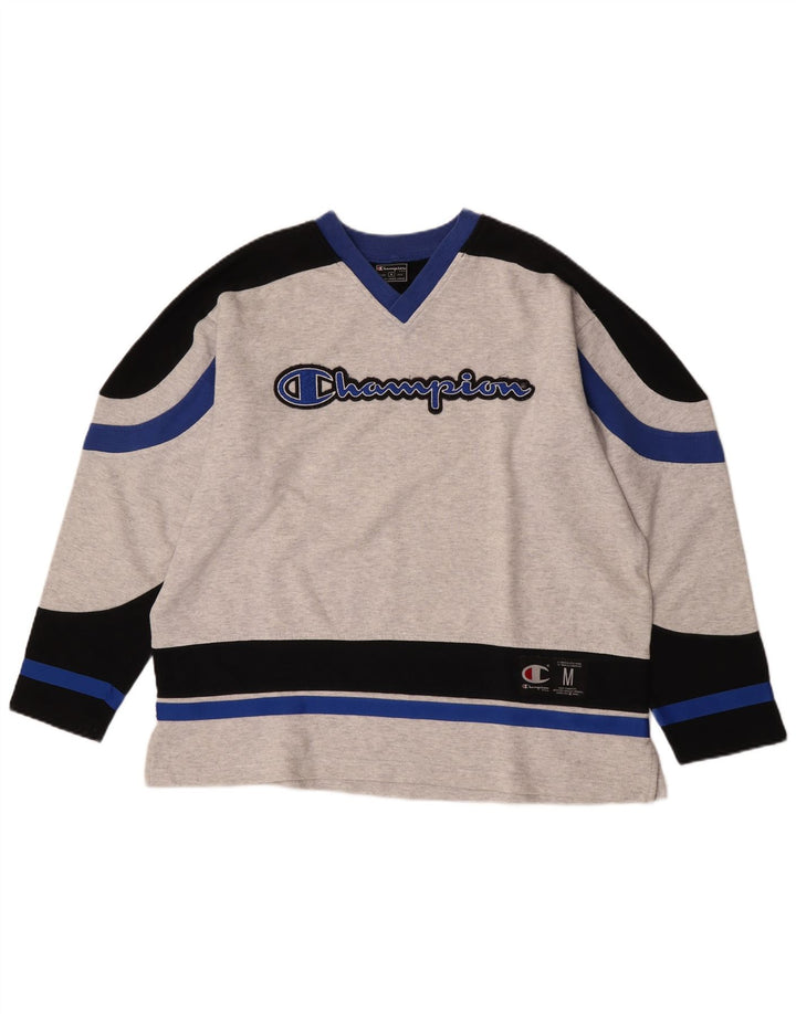 CHAMPION Herren-Sweatshirt mit Grafik, lockerer Passform, Mittelgrau, Farbblock