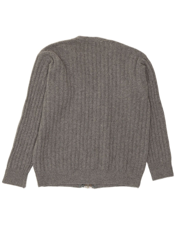 Sisley Herren-Cardigan-Pullover, große graue Wolle