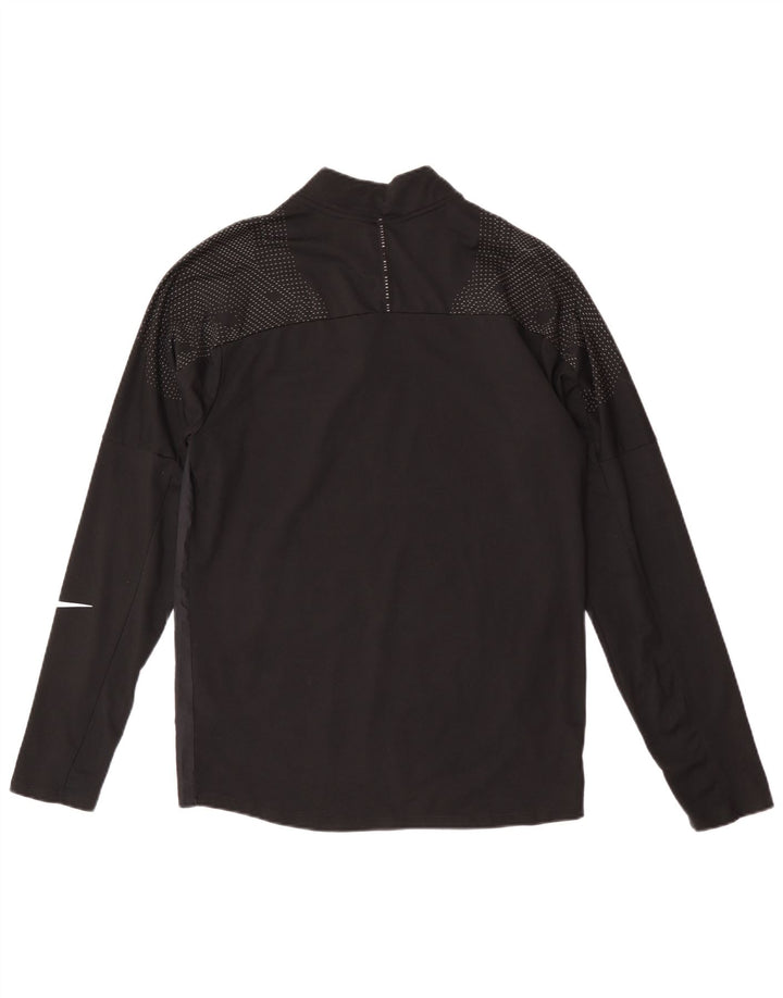 Nike Herren-Dri-Fit-Oberteil mit Reißverschluss, langärmlig, klein, schwarz geflecktes Polyester