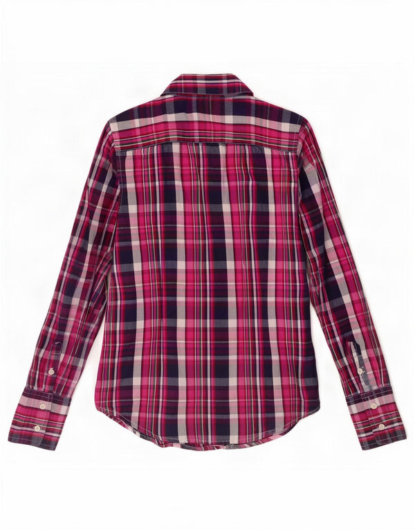 Tommy Hilfiger Damen-Hemd UK 10, klein, rosa kariert, Baumwolle