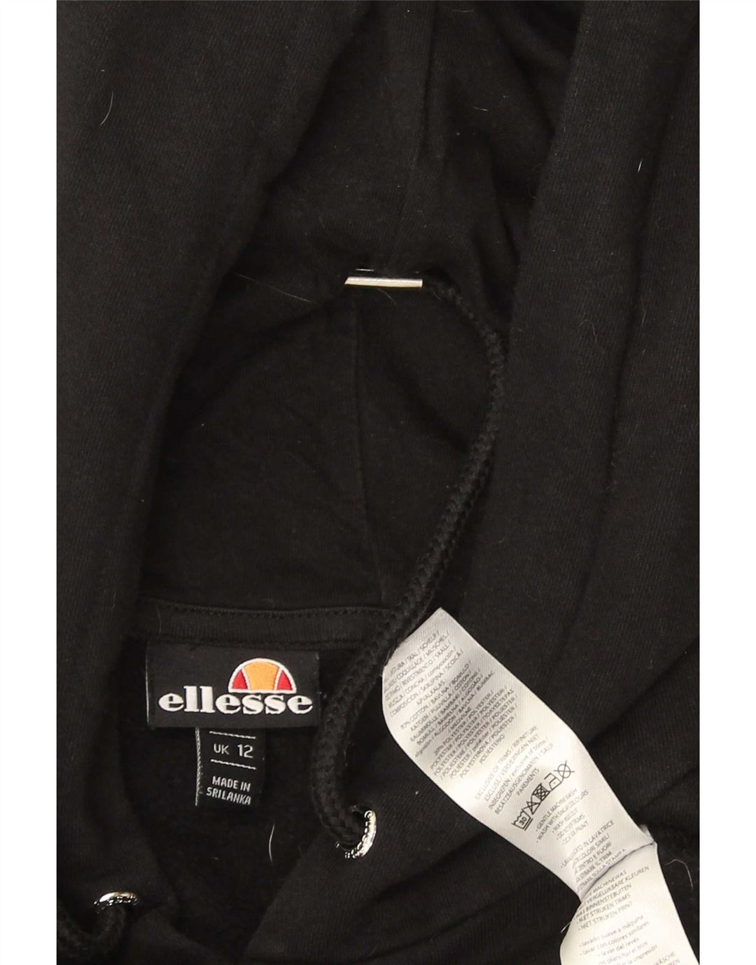 Ellesse Damen Kapuzenpullover UK 12 Mittelschwarze Baumwolle