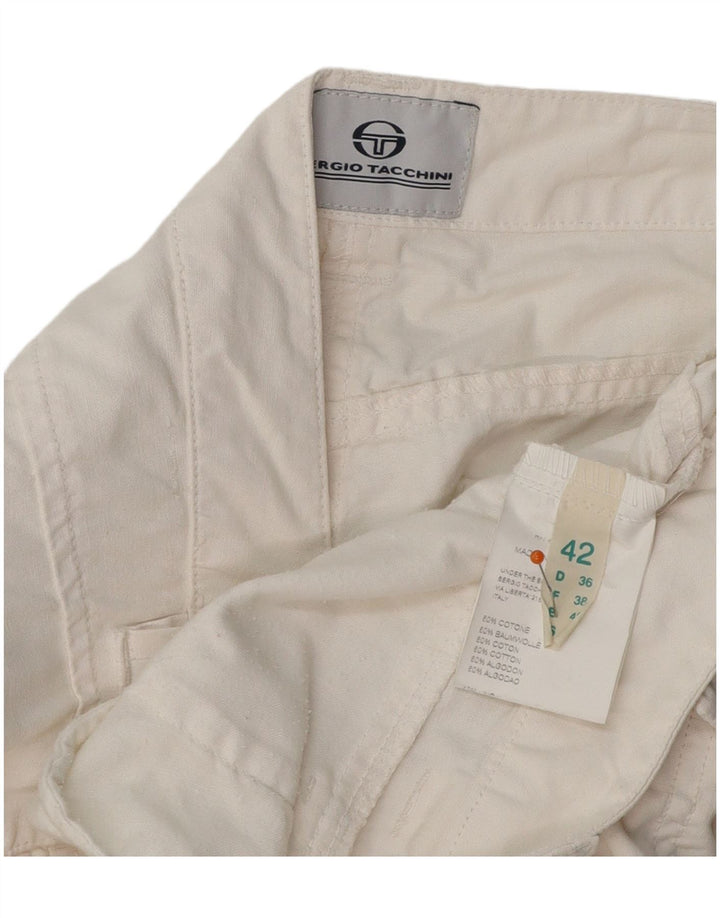 SERGIO TACCHINI Damen Bootcut Freizeithose IT 42 Medium W32 L32 Weiß