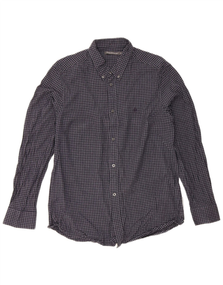 French Connection Herrenhemd XL, Marineblau, Gingham-Baumwolle