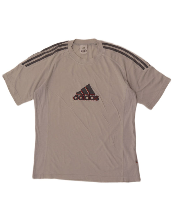 Adidas Herren Grafik T-Shirt Top UK 40/42 Mittelgraue Baumwolle
