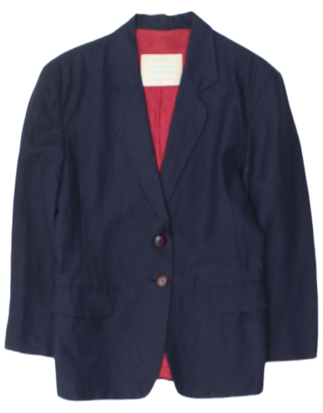 Benetton Damen 2-Knopf-Blazerjacke IT 42 Mittel Navyblau Leinen