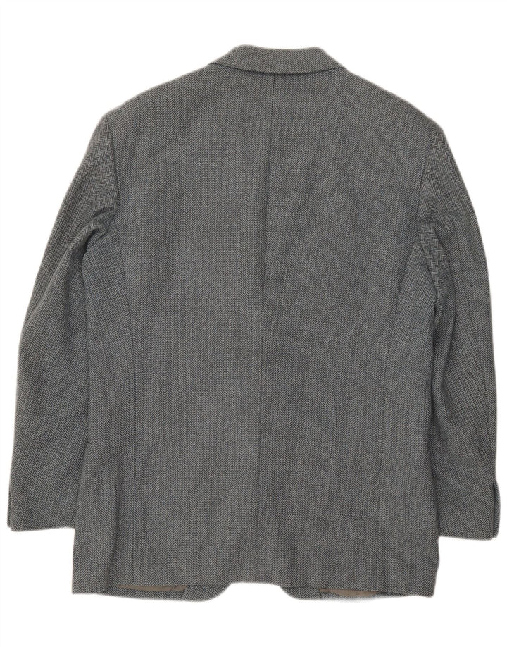 Valentino Herren-Blazer mit 2 Knöpfen, IT 50, große graue Wolle mit Fischgrätenmuster