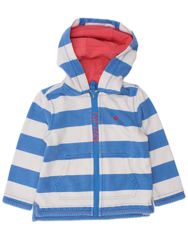 Fat Face Jungen-Kapuzenpullover mit grafischem Reißverschluss, 2–3 Jahre, blau gestreift, Baumwolle