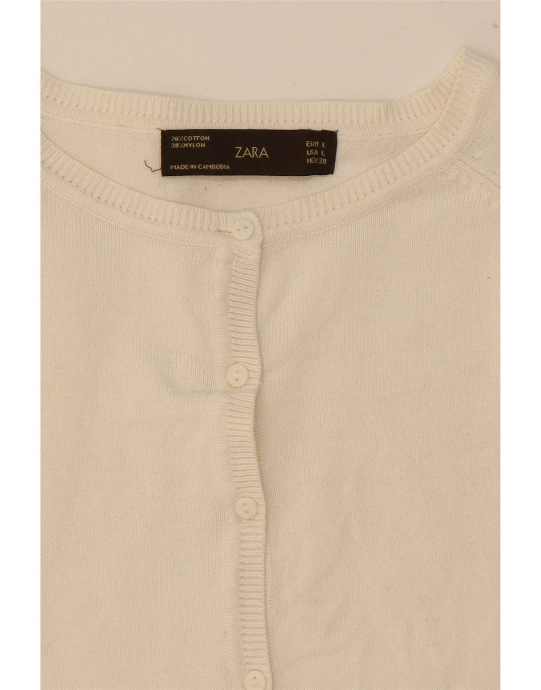 Zara Damen-Cardigan-Pullover UK 14 Große weiße Baumwolle