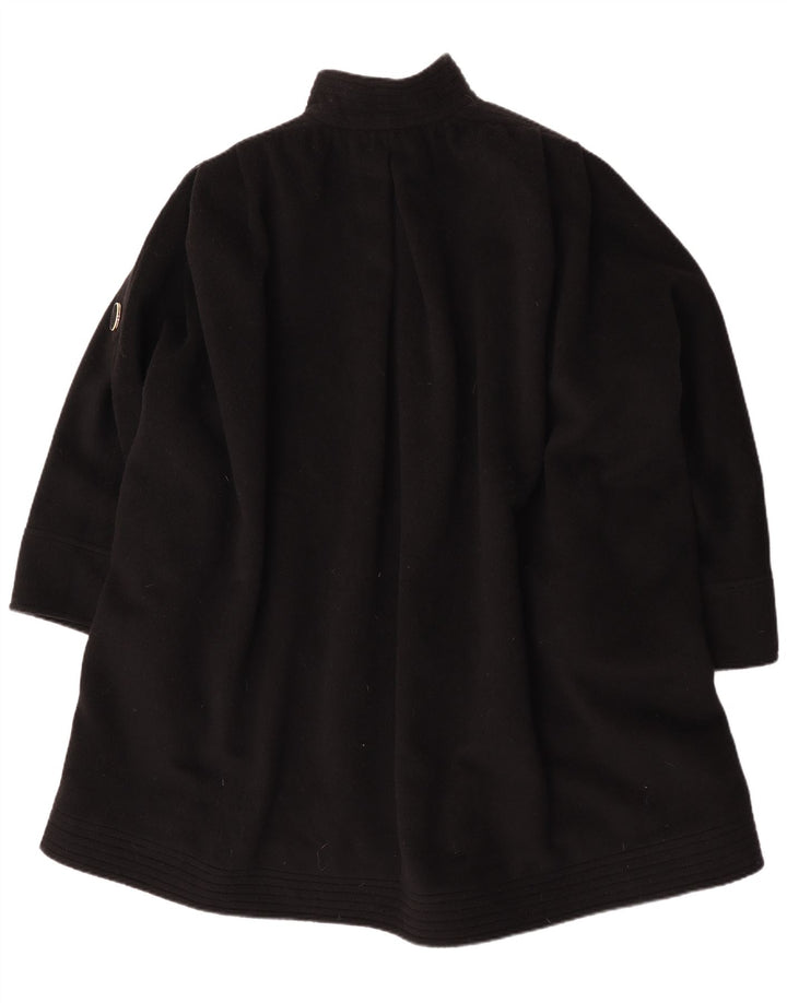 Vintage Damen Übergroßer Mantel UK 18 XL Schwarze Alpakawolle