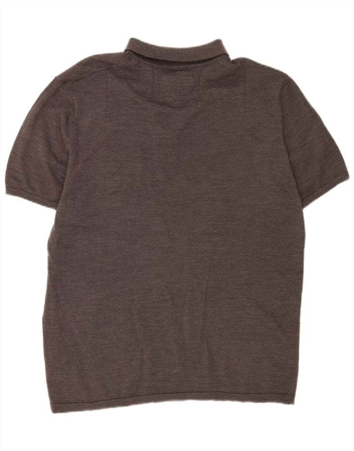 All Saints Herren-Pullover mit Polokragen, kurzärmelig, Größe L, Grau