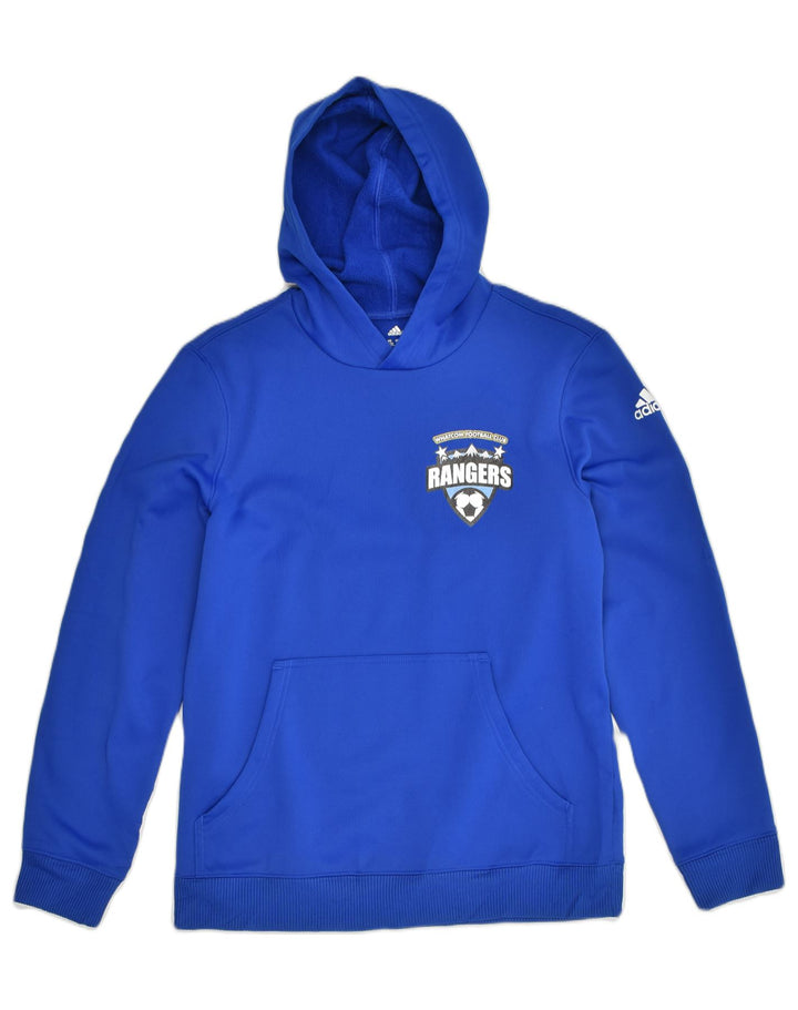 ADIDAS Mens Graphic Hoodie Jumper UK 34/36 Small Blue Polyester | Vintage Adidas | Thrift | Second-Hand Adidas | Used Clothing | Messina Hembry 
