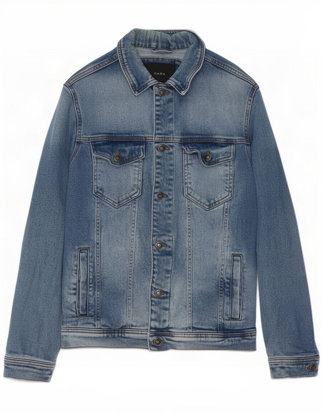 Zara Herren Jeansjacke UK 38 Mittelblaue Baumwolle