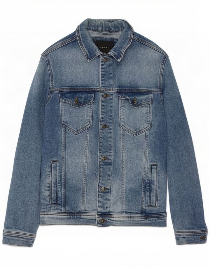 Zara Herren Jeansjacke UK 38 Mittelblaue Baumwolle