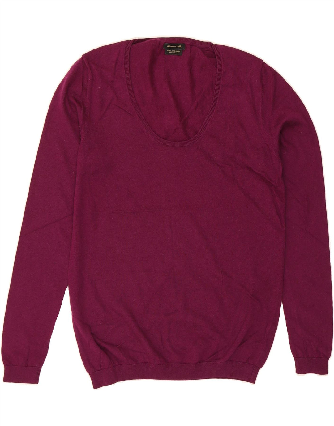 MASSIMO DUTTI Womens Boat Neck Jumper Sweater UK 14 Large Maroon Vintage Massimo Dutti and Second-Hand Massimo Dutti from Messina Hembry 