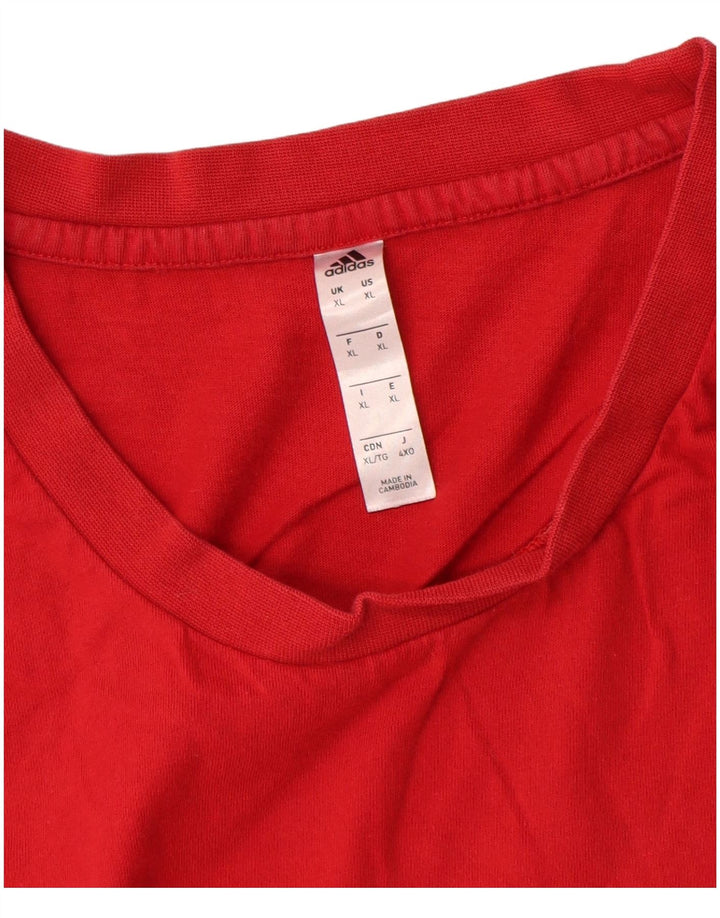 Adidas Herren T-Shirt Top XL Rot Baumwolle