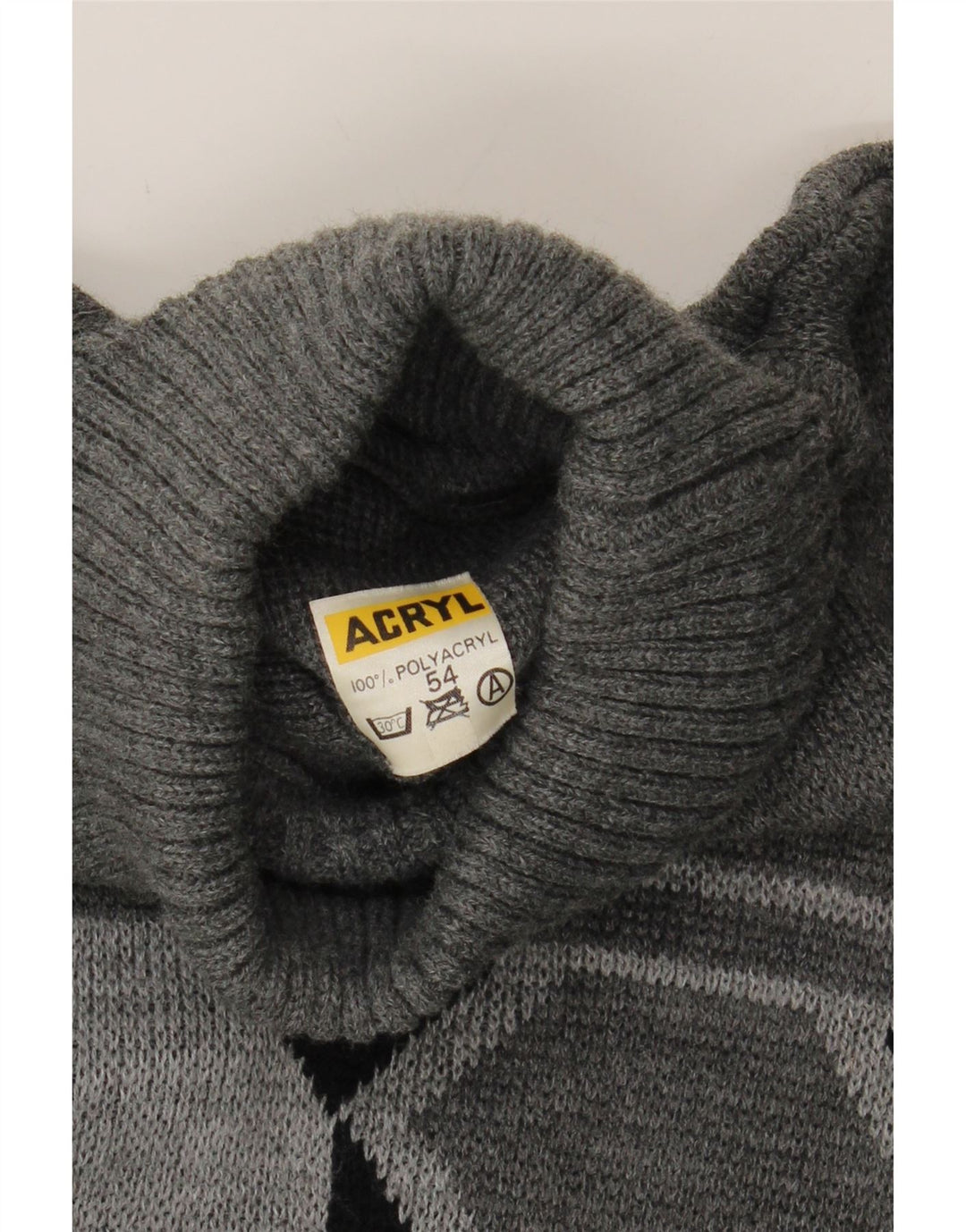 VINTAGE Mens Roll Neck Jumper Sweater IT 54 2XL Grey Colourblock Vintage Vintage and Second-Hand Vintage from Messina Hembry 