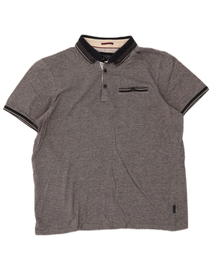 TED BAKER Herren-Poloshirt, Größe 5, XL, grau gefleckte Baumwolle