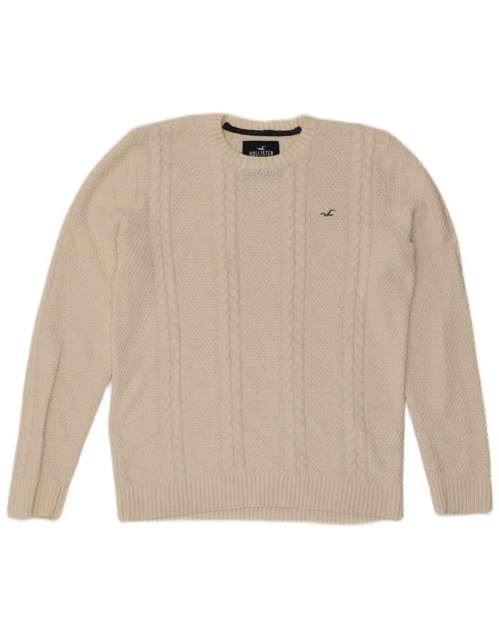 Hollister Herren-Pullover mit Rundhalsausschnitt, mittelbeige Baumwolle