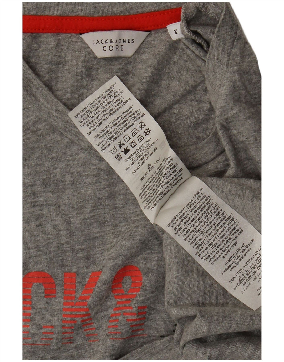 Jack & Jones Herren Core Graphic T-Shirt-Oberteil aus mittelgrauer Baumwolle