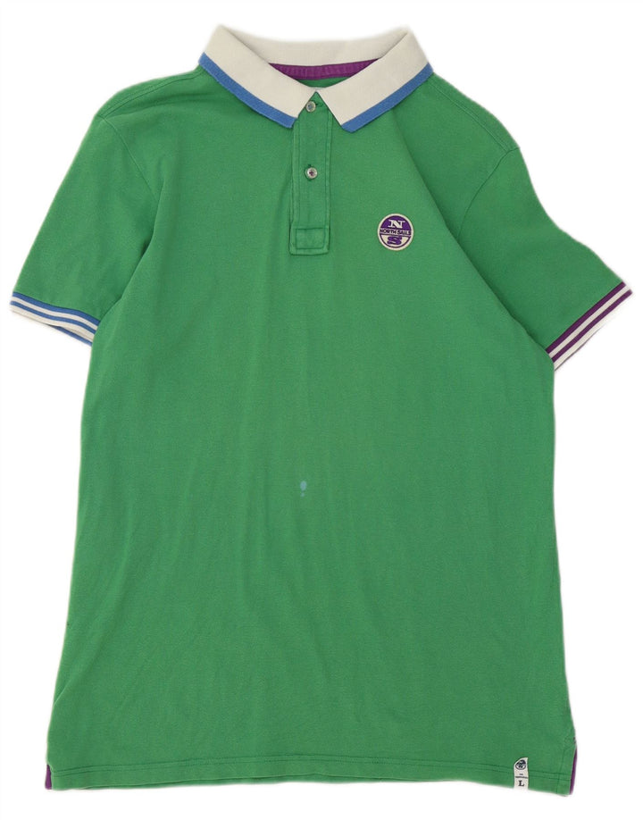 North Sails Herren Rugby-Poloshirt, groß, grün gestreift