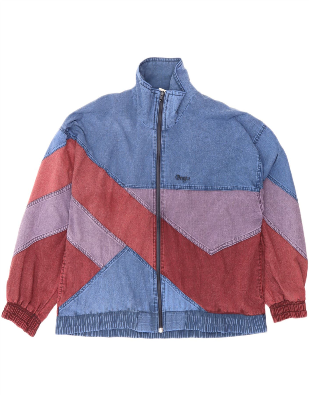 Brugi Damen Übergroße Jeansjacke UK 10 Small Blue Colourblock Polyester