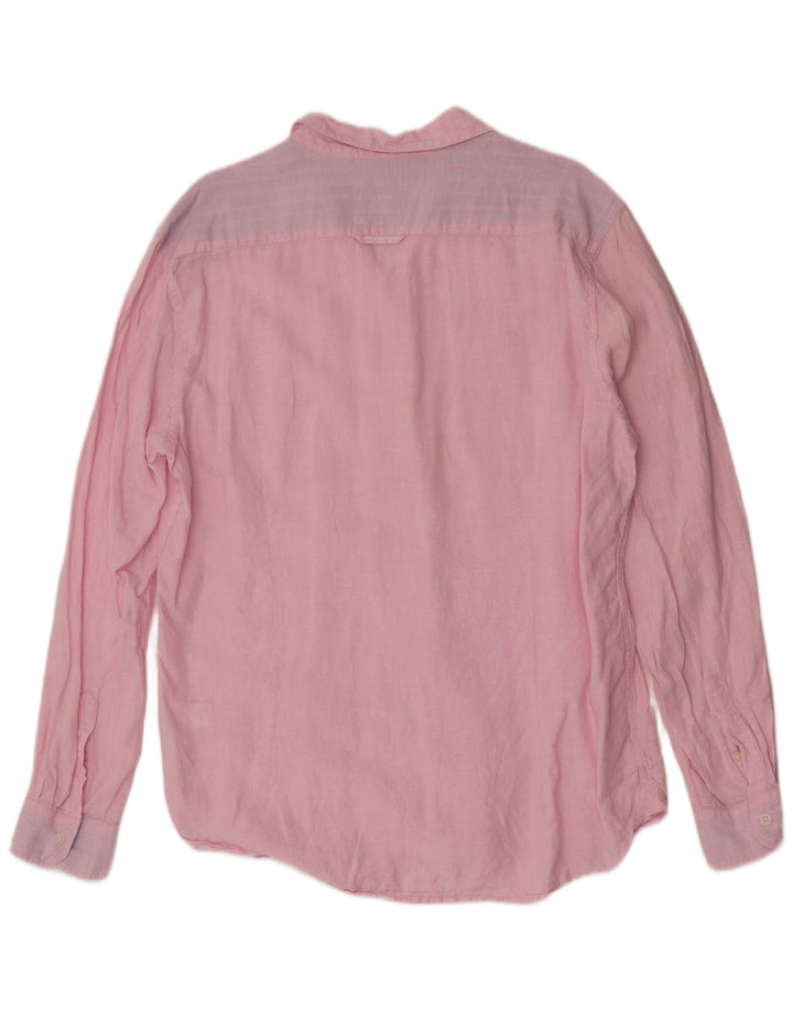 Crew Clothing Herrenhemd XL Rosa Leinen