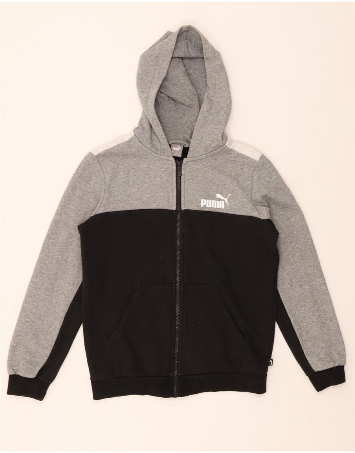 PUMA Jungen-Kapuzenpullover mit Reißverschluss, 13–14 Jahre, Grau, Farbblock