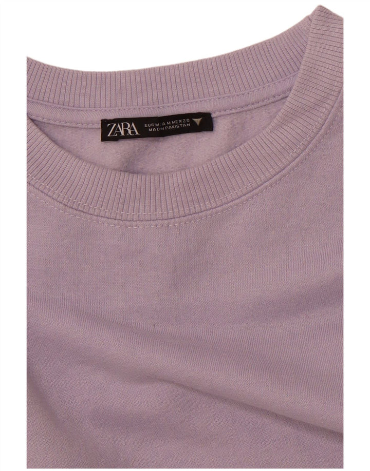 ZARA Damen Übergroßer Crop-Sweatshirt-Pullover UK 14 Mittellila