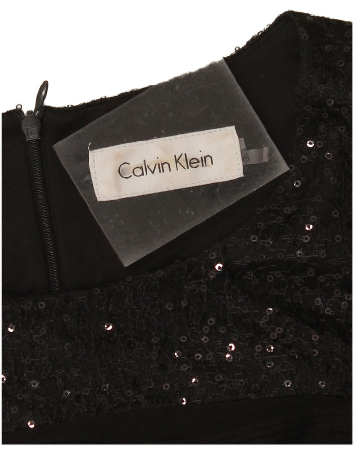 CALVIN KLEIN Damen Ärmelloses Etuikleid US 8 Medium Schwarz