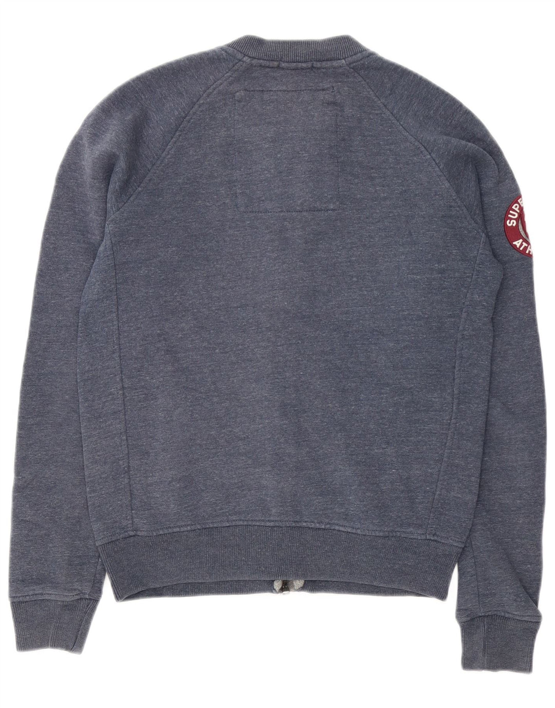 Superdry Herren-Trainingsanzugoberteil mit grafischem Muster, mittelblaue, gesprenkelte Baumwolle