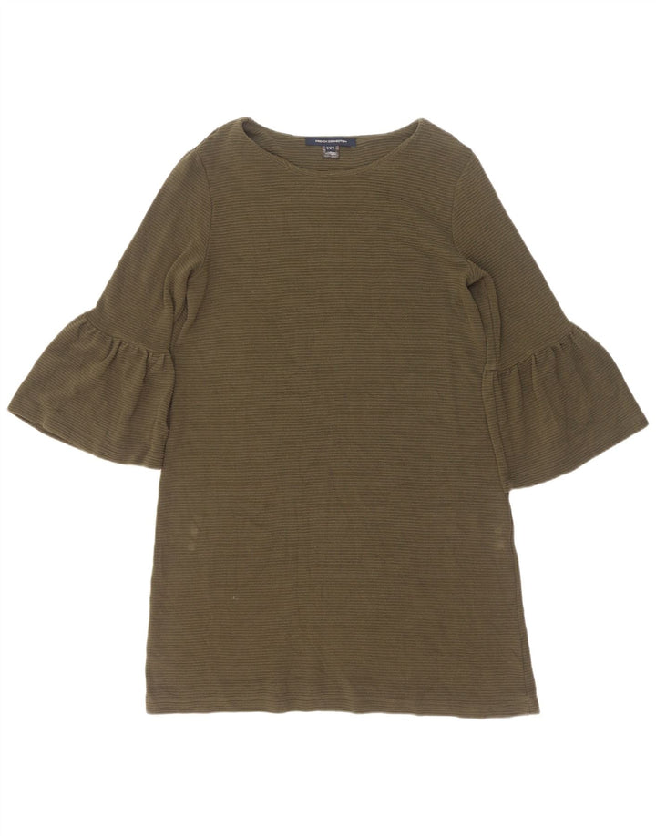 French Connection Damen-Etuikleid mit 3/4-Ärmeln, UK-Gr. 12, mittlere Khaki-Viskose