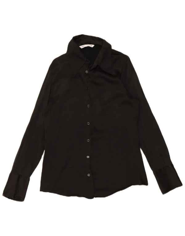 Zara Damen Hemdbluse UK 14 Large Schwarz