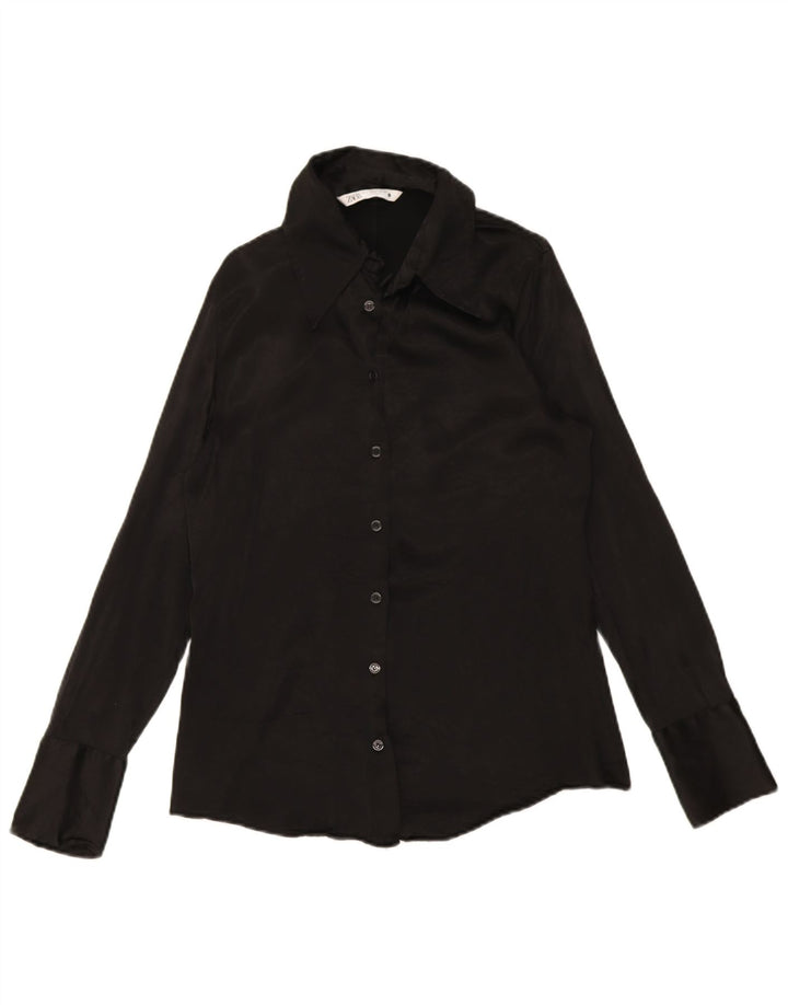 Zara Damen Hemdbluse UK 14 Large Schwarz