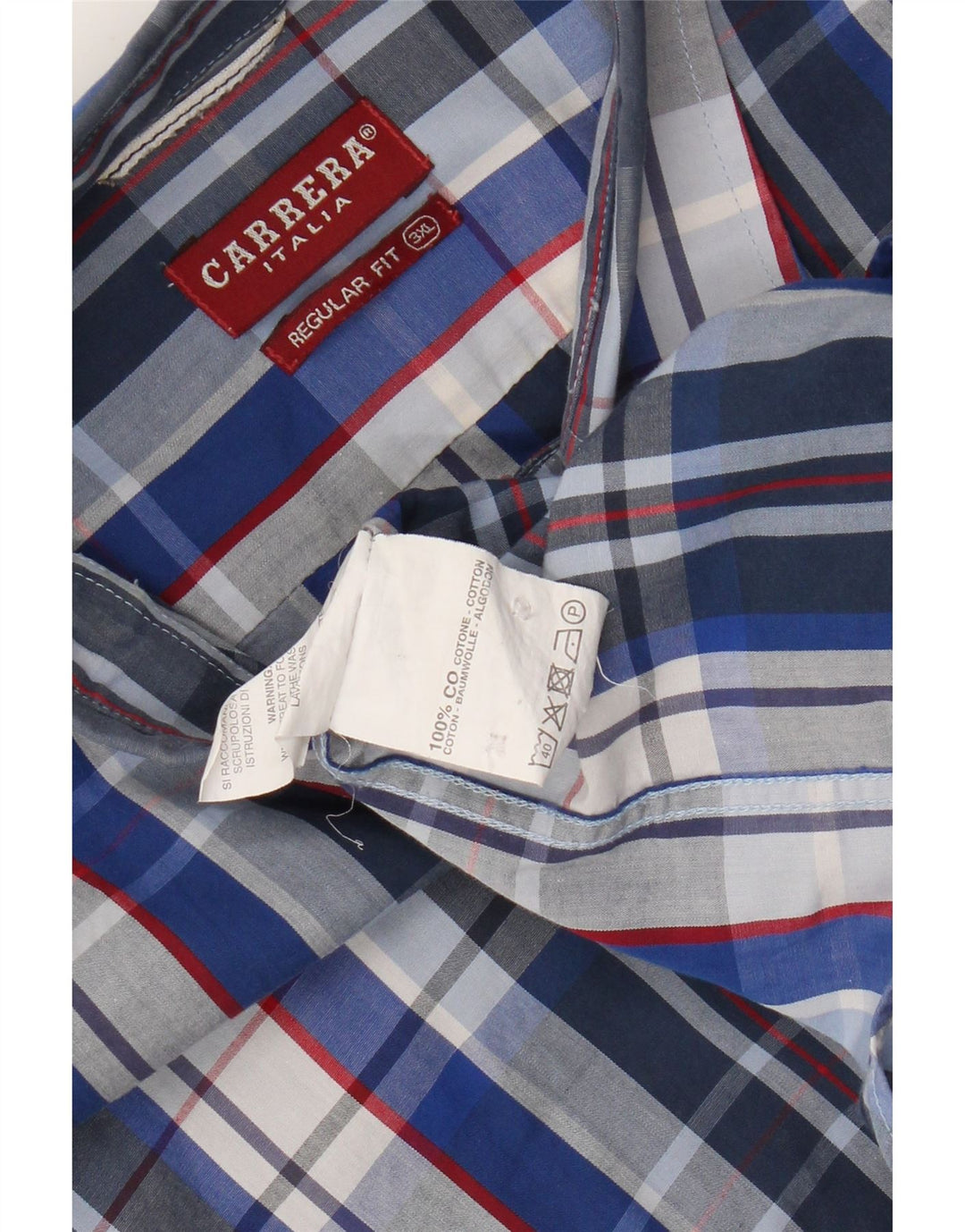 Carrera Herren Kurzarmhemd 3XL Blau kariert Baumwolle