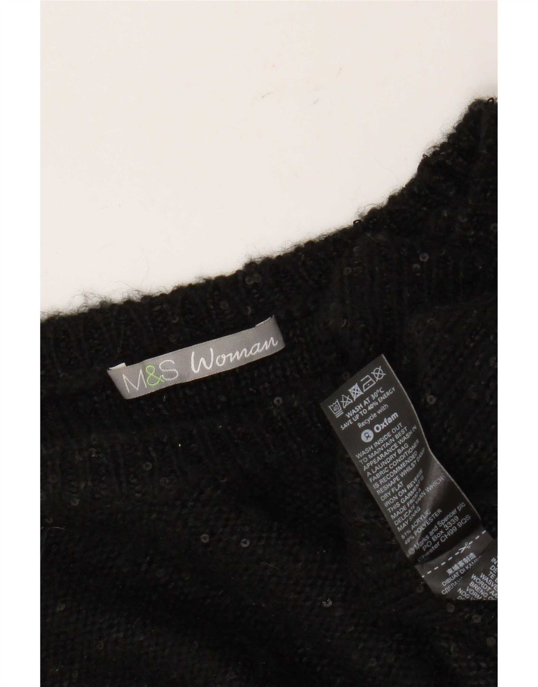 Marks & Spencer Damen-Pullover, übergroß, U-Boot-Ausschnitt, Gr. 14, Schwarz