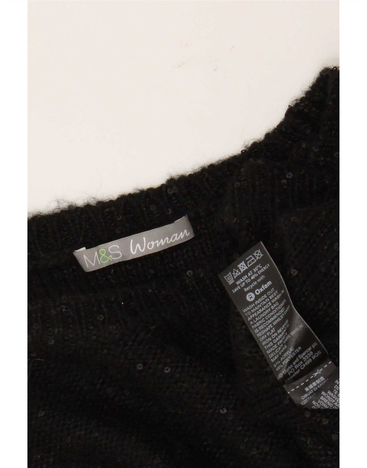 Marks & Spencer Damen-Pullover, übergroß, U-Boot-Ausschnitt, Gr. 14, Schwarz
