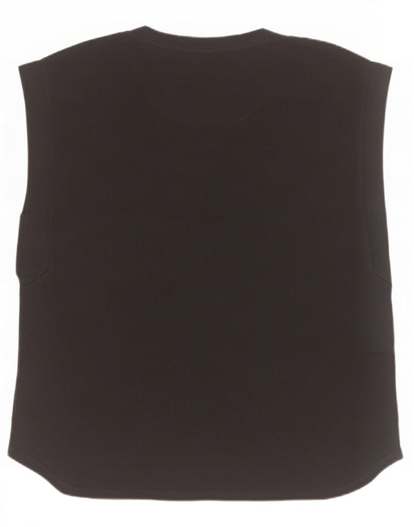 Benetton Damen Weste Top UK 18 XL Schwarz Baumwolle
