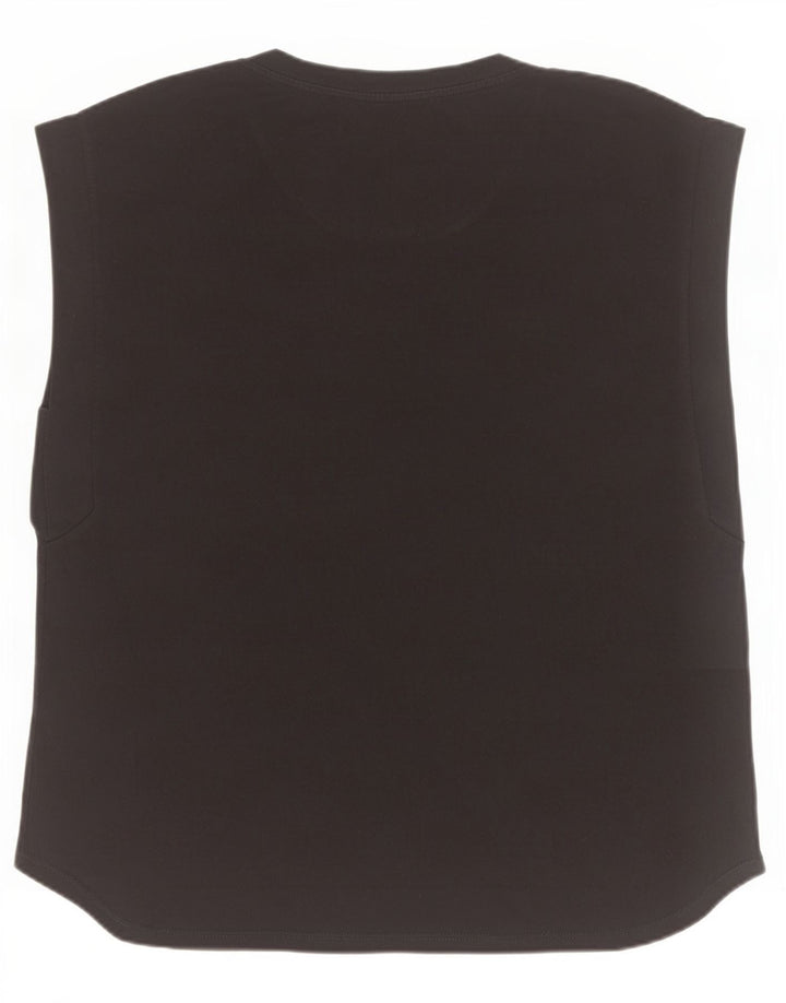 Benetton Damen Weste Top UK 18 XL Schwarz Baumwolle
